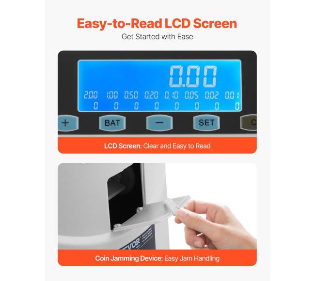 Euro monetų rūšiuoklė su LCD ekranu3