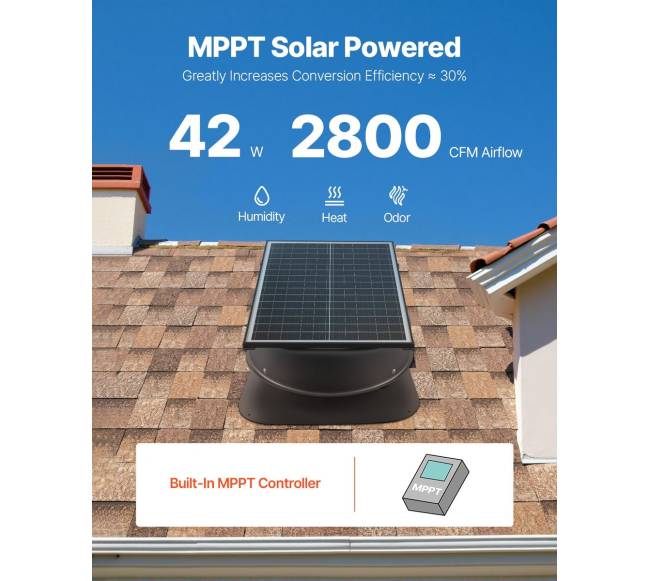 Stogo antvėję ventiliatorius su saulės energija ir termostatu1
