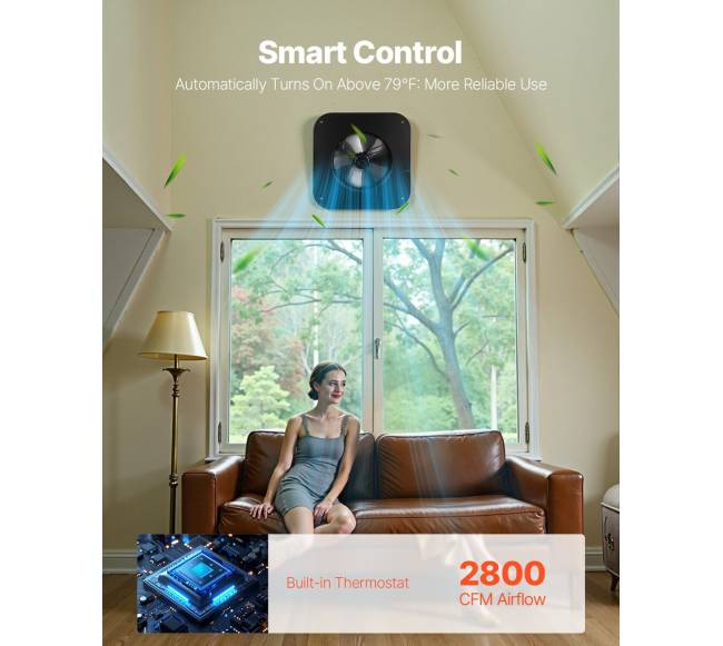 Stogo antvėję ventiliatorius su saulės energija ir termostatu2