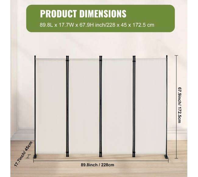 4 dalių kambario pertvara baltos sp.6