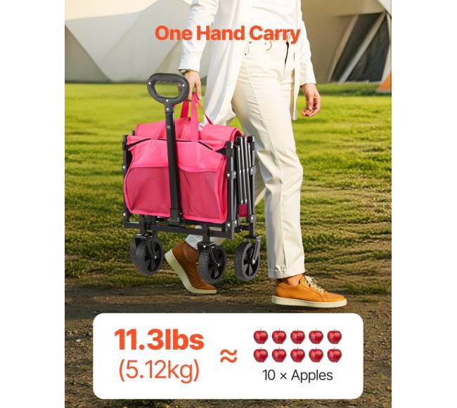 Sulankstomas sodo vežimėlis 120L rožinis3