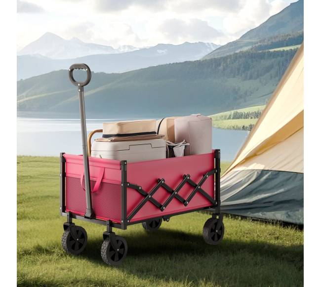 Sulankstomas sodo vežimėlis 120L rožinis7