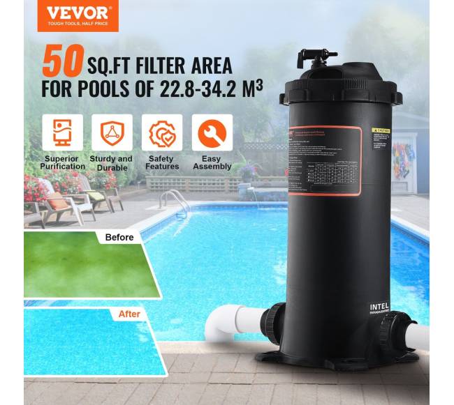 Baseino kasetinis filtras antžeminėms ir įžeminėms baseinams 4.6 kv.m1