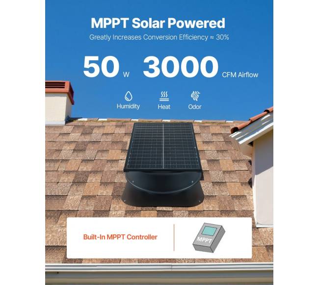 Saulės stogo ventiliatorius 50W su termostato valdymu1