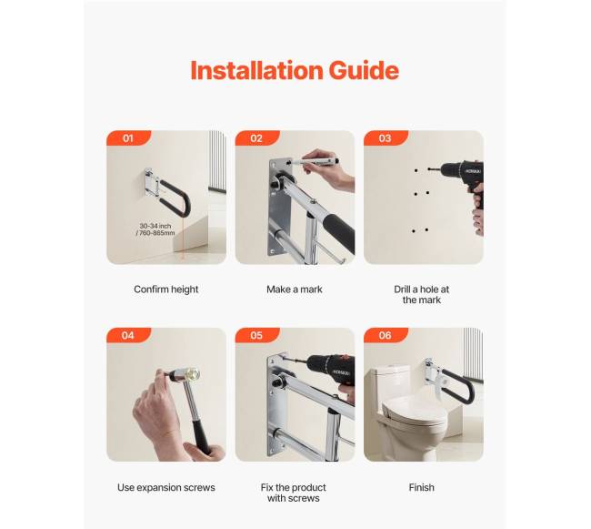 Sulankstomas tualeto turėklas su popieriaus laikikliu3