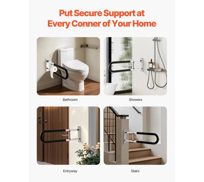 Sulankstomas tualeto turėklas su popieriaus laikikliu4