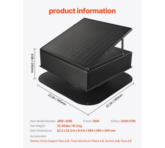 Saulės stogo palėpės ventiliatorius su termostatu6