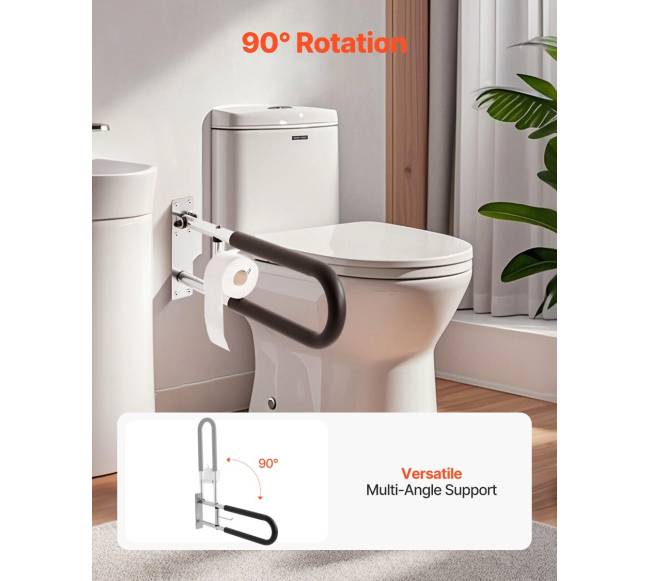 Sulankstomas tualeto turėklas su popieriaus laikikliu5