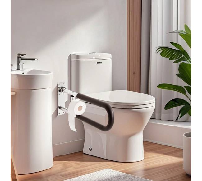 Sulankstomas tualeto turėklas su popieriaus laikikliu7