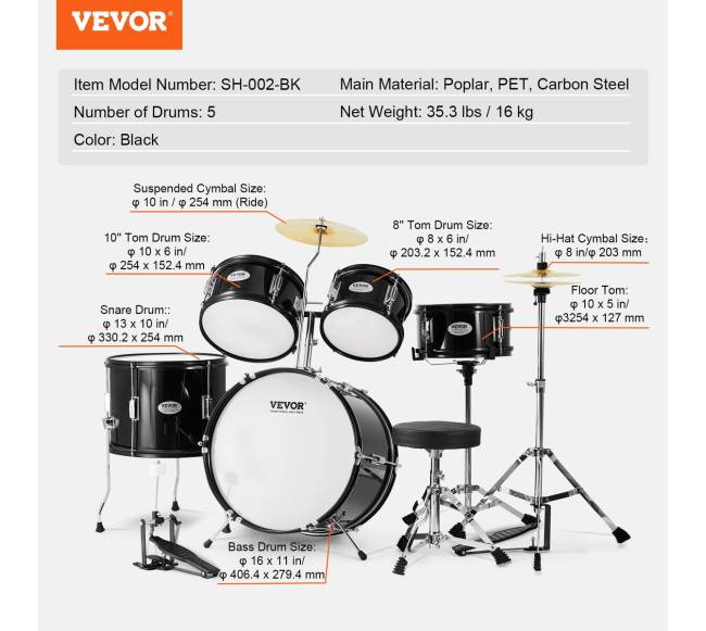 Vaikiškas 5 dalių būgnų komplektas6