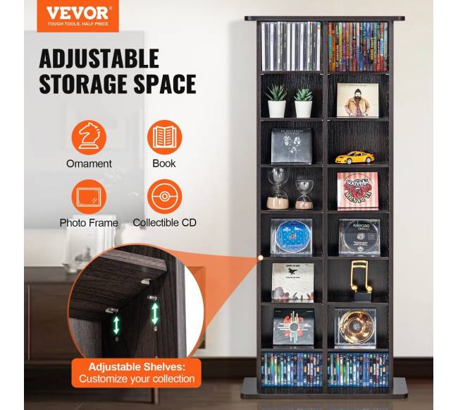 Medijų saugojimo spintelė 8 lentynų, 464 CD1