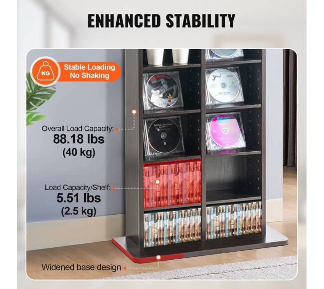 Medijų saugojimo spintelė 8 lentynų, 464 CD2