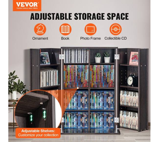 Medijų spinta su reguliuojamomis lentynomis, 576 CD, espresso1