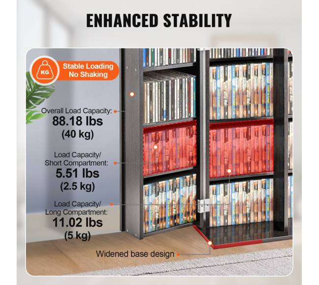 Medijų spinta su reguliuojamomis lentynomis, 576 CD, espresso2