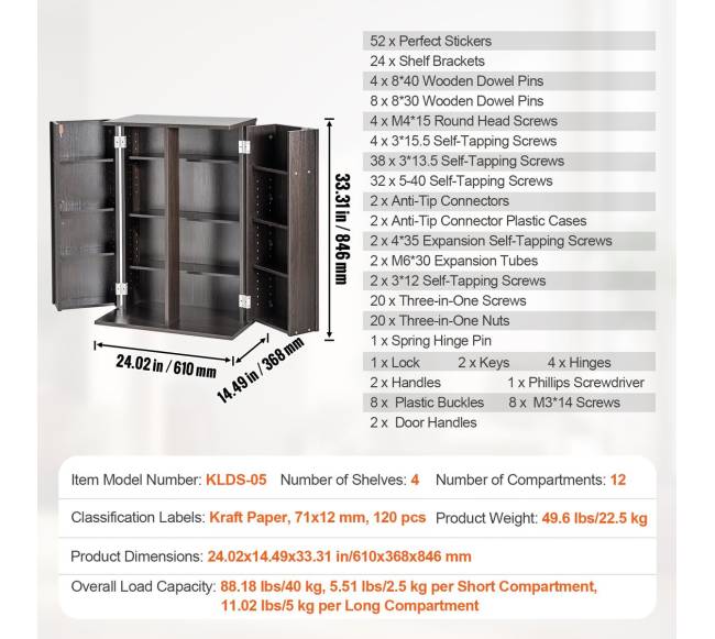Medijų spinta su reguliuojamomis lentynomis, 576 CD, espresso6