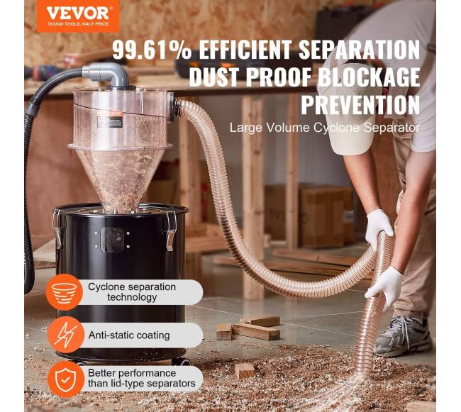 Cikloninis dulkių separatorius 4" 18.9-37.85L talpai1