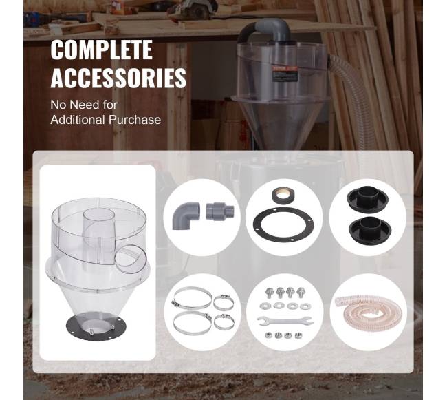 Cikloninis dulkių separatorius 4" 18.9-37.85L talpai5