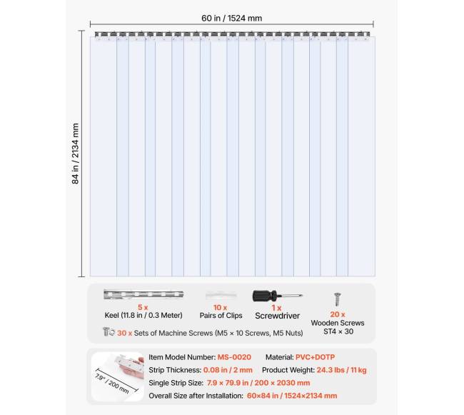 PVC juostų užuolaida šaldytuvo durims 152x213 cm1