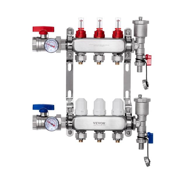 trijų šakų šildymo kolektorius grindų šildymui0
