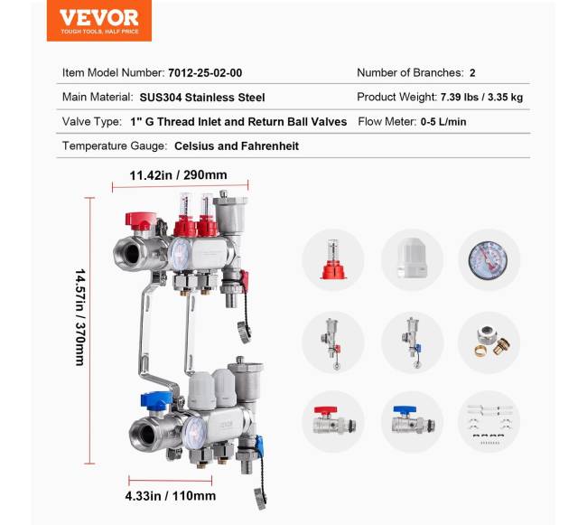 2-jungčių grindų šildymo kolektorius (PEX)6