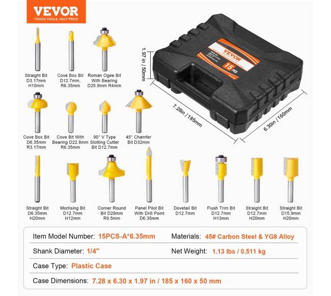 15 dalių grąžtų rinkinys su dėklu6