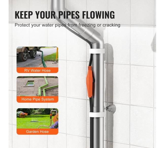 9 m 23 Wm vamzdžių šildymo kabelis su termostatu3