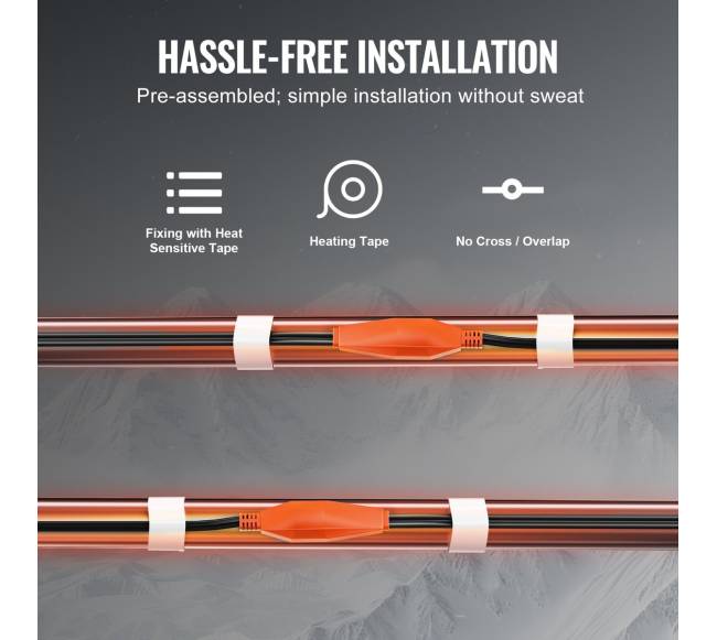 9 m 23 Wm vamzdžių šildymo kabelis su termostatu5