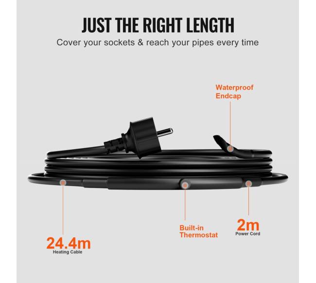 Savitvarkantis vamzdžių šildymo kabelis 24,4 m4