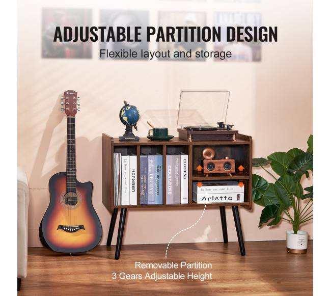 Dviejų aukštų medinis patefono stovas su trimis spintelėmis2