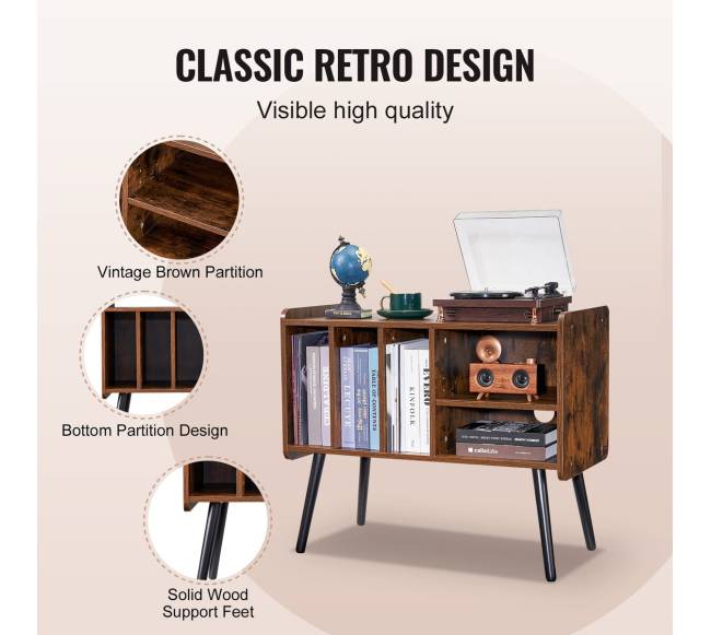 Dviejų aukštų medinis patefono stovas su trimis spintelėmis4