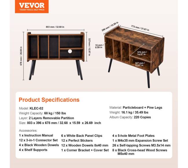 Dviejų aukštų medinis patefono stovas su trimis spintelėmis6