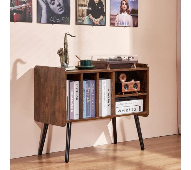 Dviejų aukštų medinis patefono stovas su trimis spintelėmis7