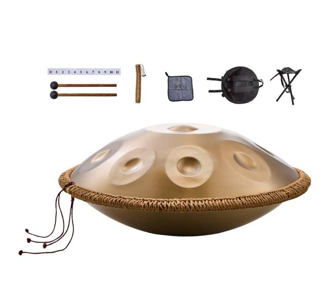 22 cm 9 natų plieninis būgnelis su lazdeliu0