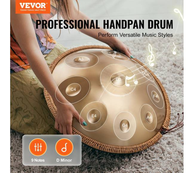 22 cm 9 natų plieninis būgnelis su lazdeliu1