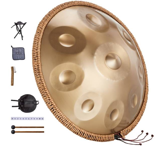 22 cm 9 natų plieninis būgnelis su lazdeliu8