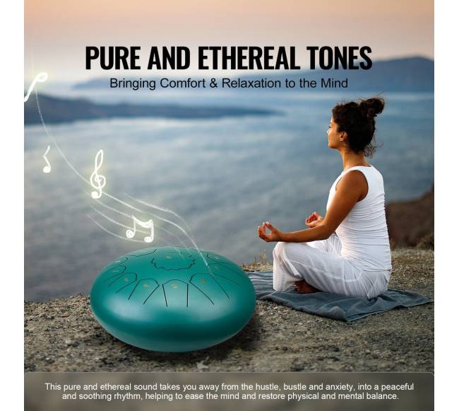 Plieninis liežuvinis būgnas 12 in 13 natų C pagrindinis žalias2