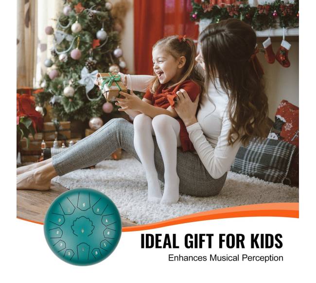 Plieninis liežuvinis būgnas 12 in 13 natų C pagrindinis žalias5