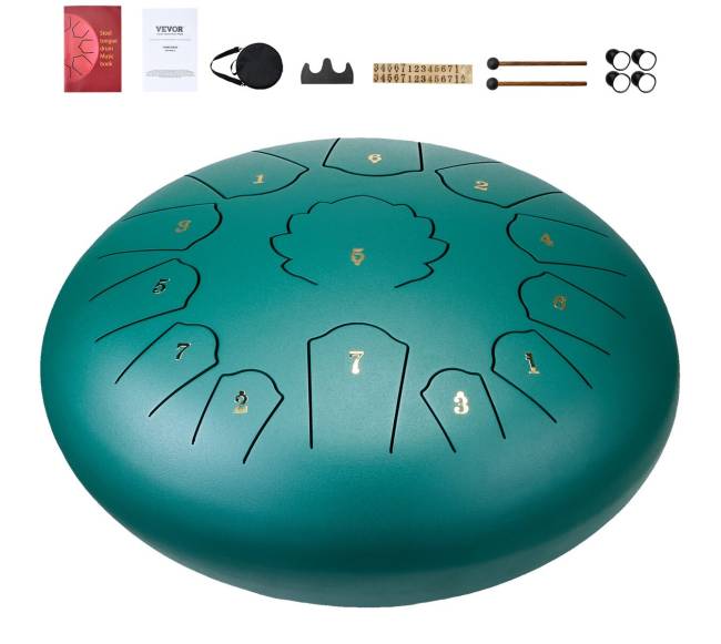 Plieninis liežuvinis būgnas 12 in 13 natų C pagrindinis žalias8