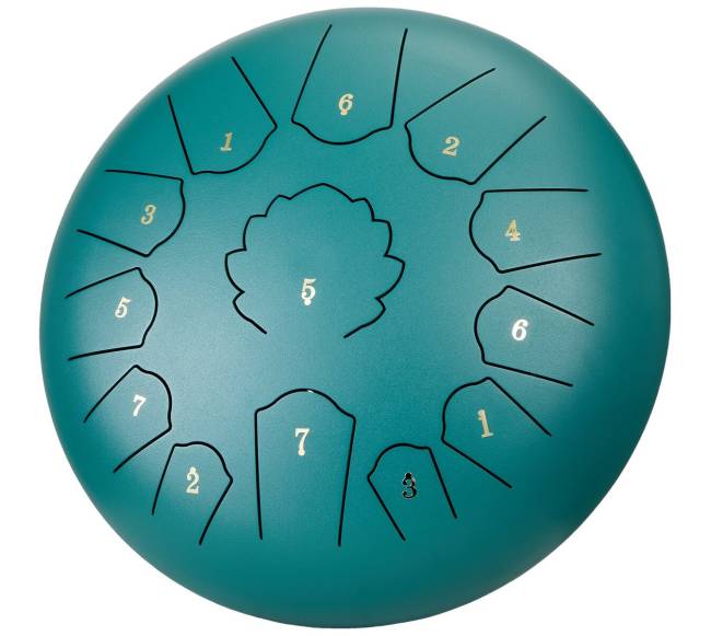 Plieninis liežuvinis būgnas 12 in 13 natų C pagrindinis žalias9