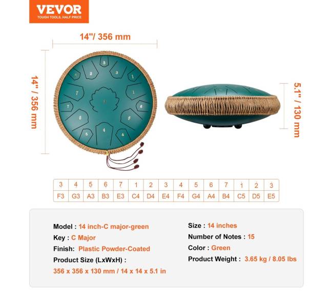 Plieninis liežuvėlių būgnas C-dur 15 natų6