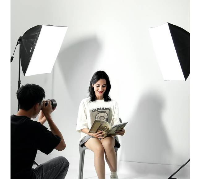 softbox apšvietimo komplektas su reguliuojamu stovu7