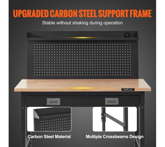 Daugiafunkcinis medinis darbastalis 121x61 cm su elektros lizdais3