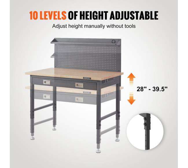 Daugiafunkcinis medinis darbastalis 121x61 cm su elektros lizdais5
