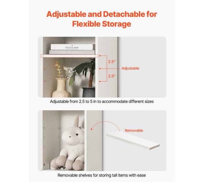 8 pakopų siaura balta medinė knygų lentyna4