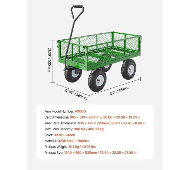 Plieninis sodo vežimėlis 408 kg talpos6