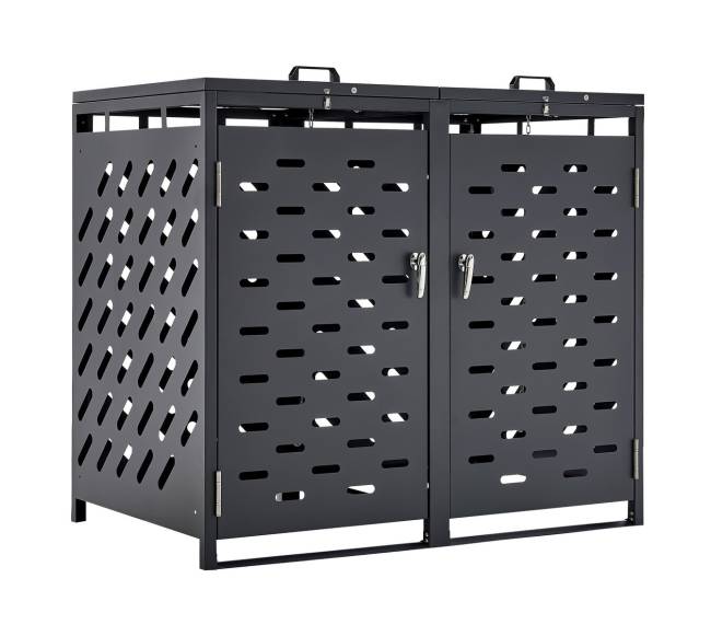 Šiukšliadėžių laikymo sandėliukas su grandinės dangčiu0