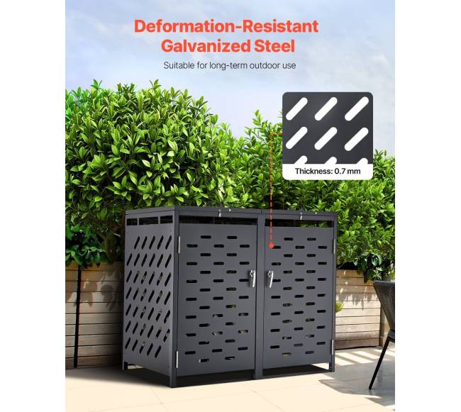 Šiukšliadėžių laikymo sandėliukas su grandinės dangčiu3