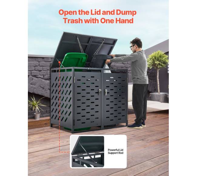 Šiukšliadėžių laikymo sandėliukas su grandinės dangčiu5