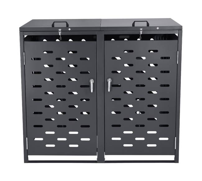 Šiukšliadėžių laikymo sandėliukas su grandinės dangčiu8