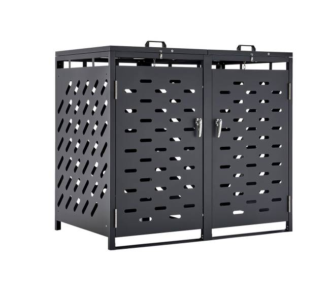 Šiukšliadėžių laikymo sandėliukas su grandinės dangčiu10